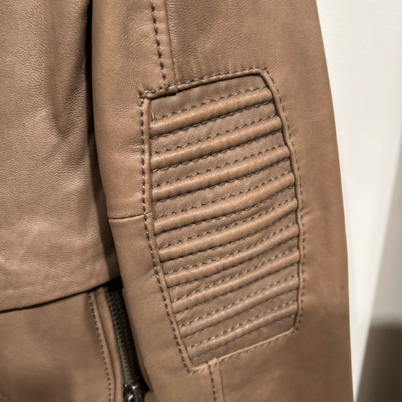 Michael by Michael Kors Brown Leather Moto XS Minimalist Chic Biker Classic - Picture 7 of 8